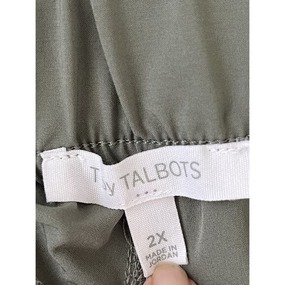 T By Talbots Pants Size 2X Wide Crop Leg Stretch High Rise Green Casual Coastal - Picture 7 of 13